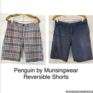𝅺Men's Reversible Shorts Penguin by Munsingwear  Multicolor Plaid Size 30